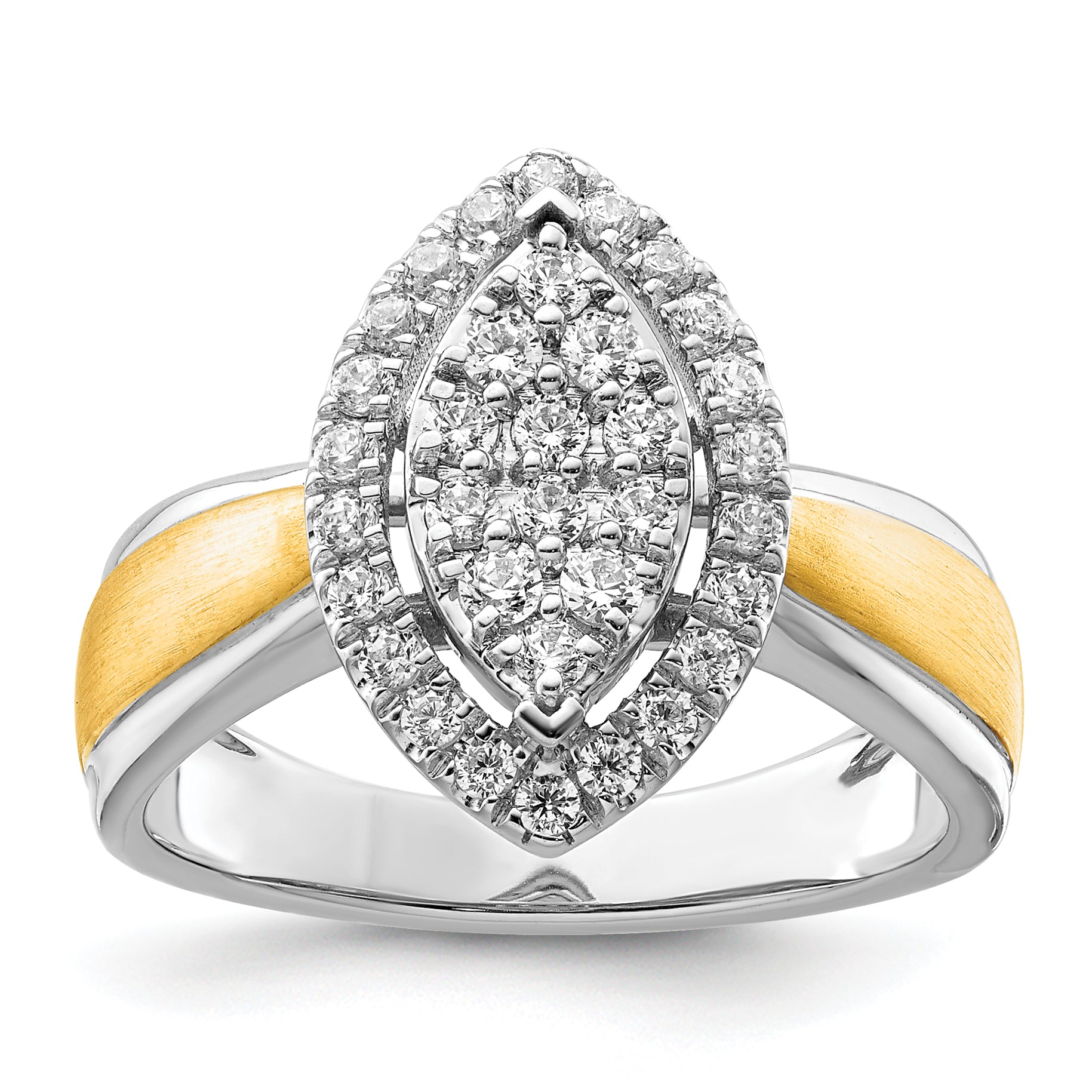14k Two-tone 1/2 carat Lab Grown Diamond VS/SI+ G+ Complete Cluster Engagement Ring Main image