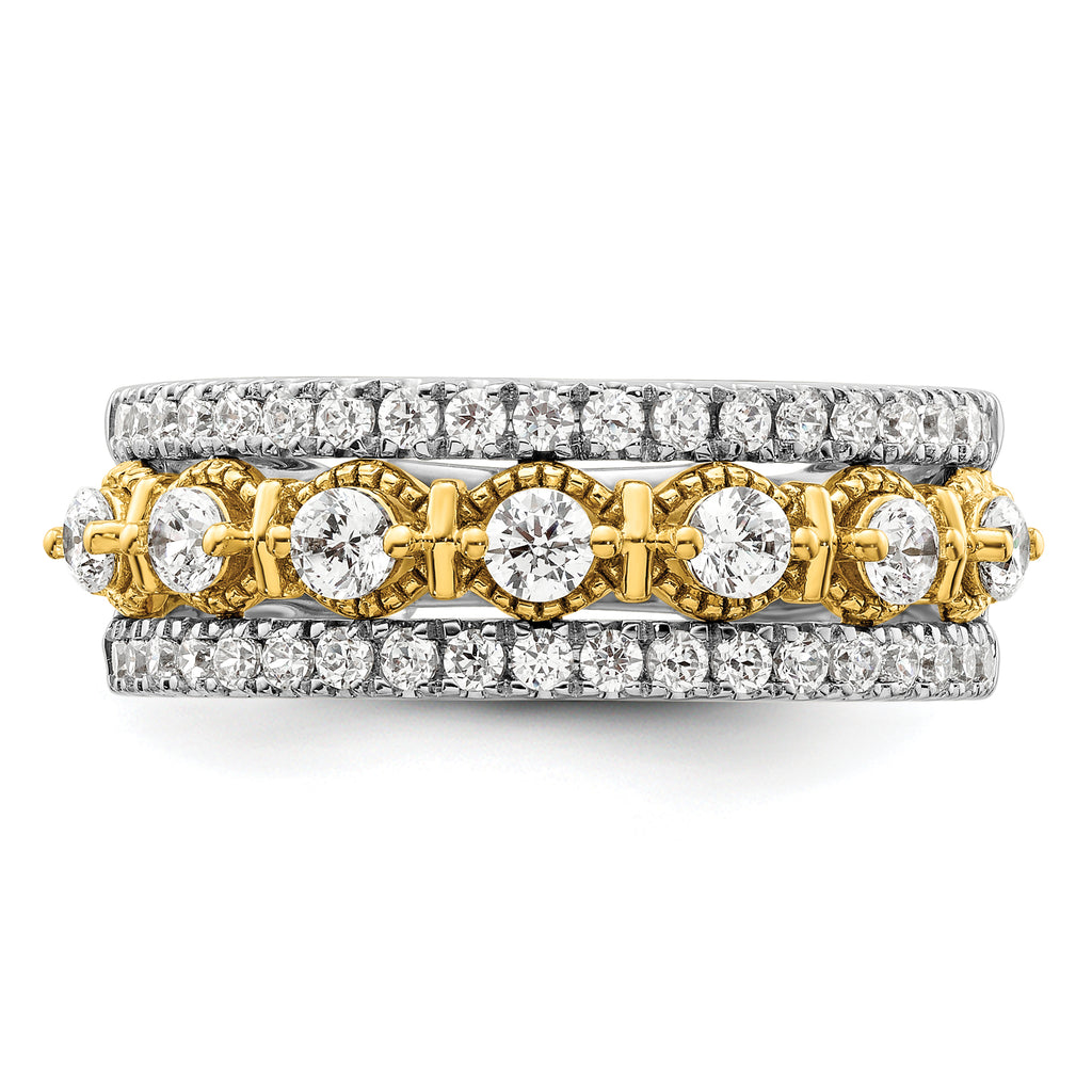 14k Two-tone 7/8 carat Lab Grown Diamond VS/SI+ G+ Complete Band