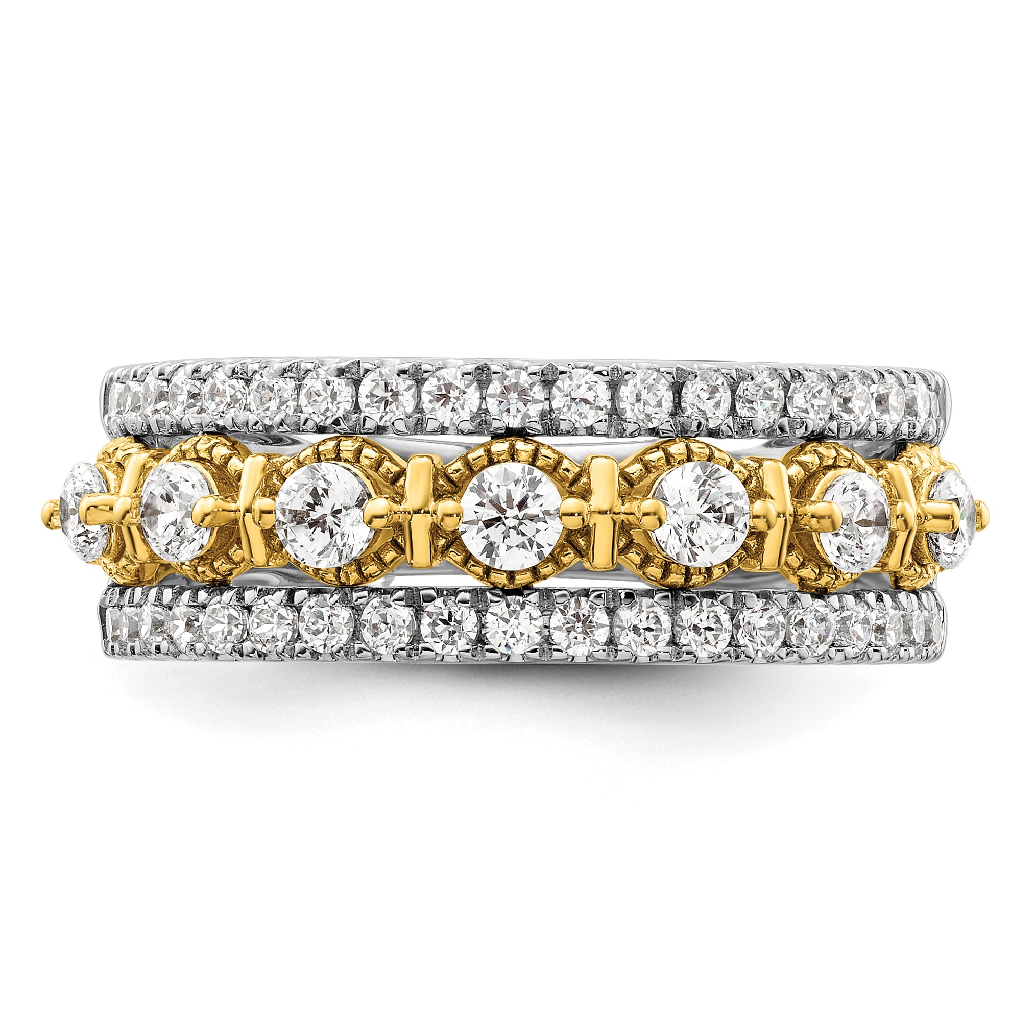 14k Two-tone 7/8 carat Lab Grown Diamond VS/SI+ G+ Complete Band