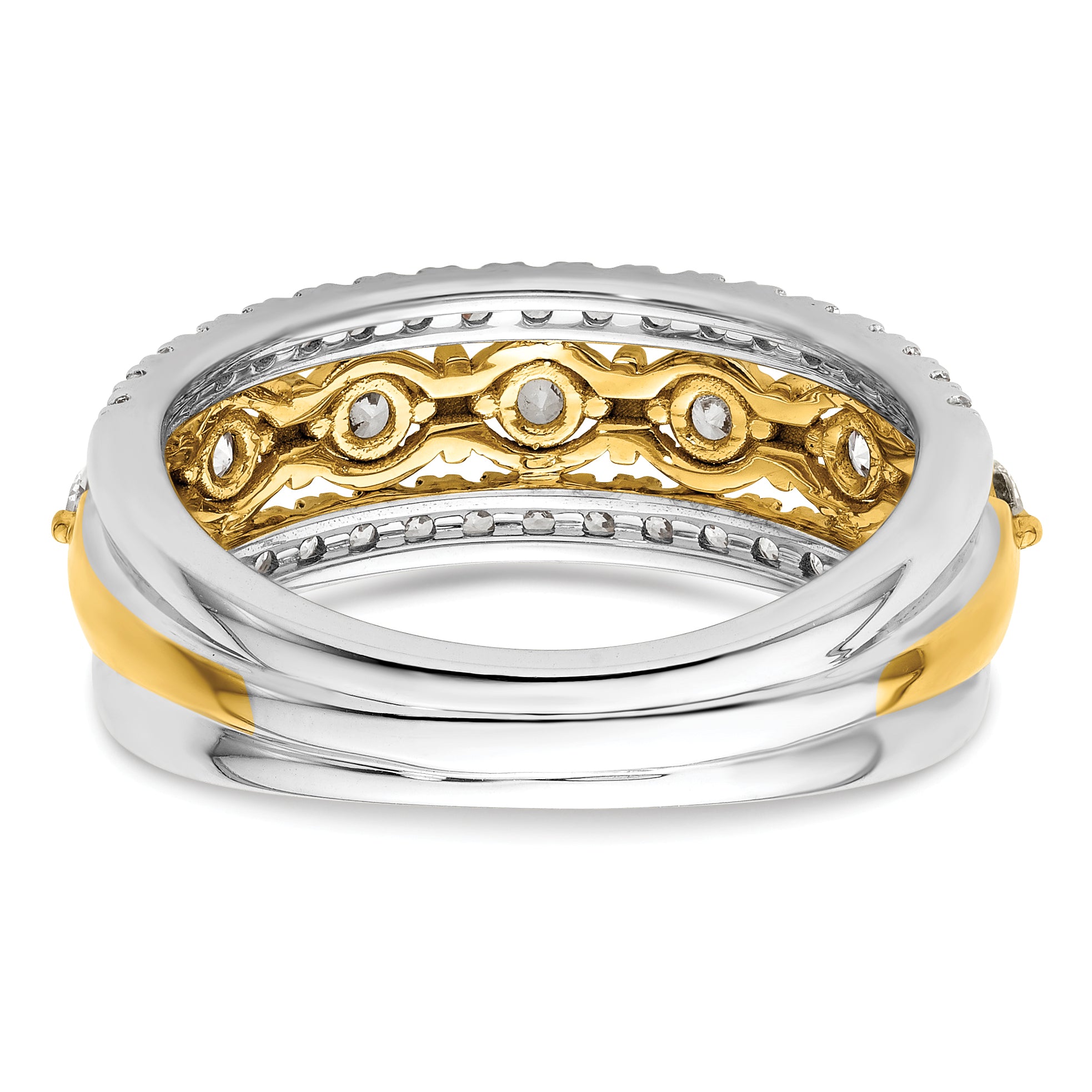14k Two-tone 7/8 carat Lab Grown Diamond VS/SI+ G+ Complete Band