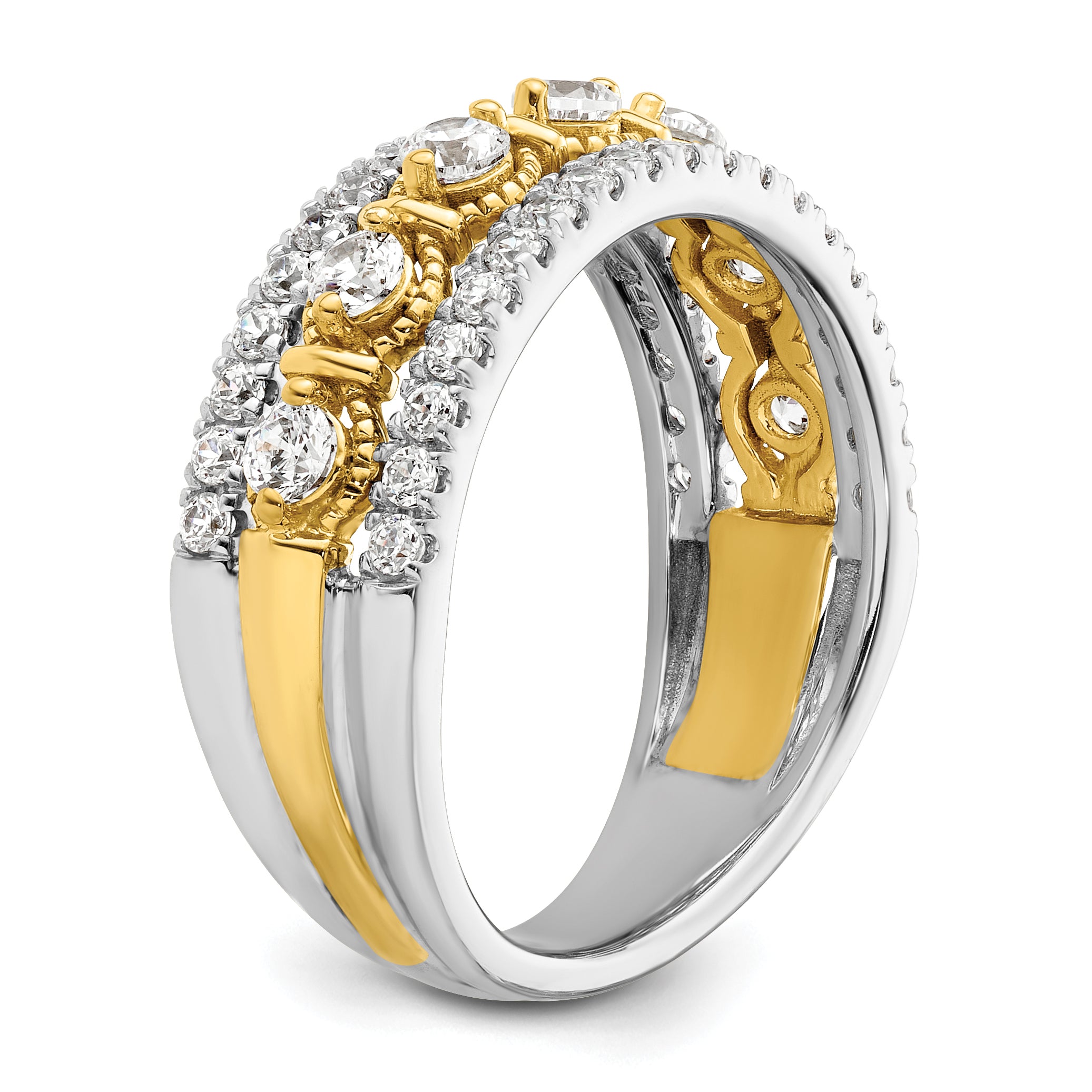 14k Two-tone 7/8 carat Lab Grown Diamond VS/SI+ G+ Complete Band