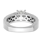 14k White Gold 1 1/10 carat Lab Grown Diamond VS/SI+ G+ 1 carat Center Round Semi Mount Shared Prong Engagement Ring