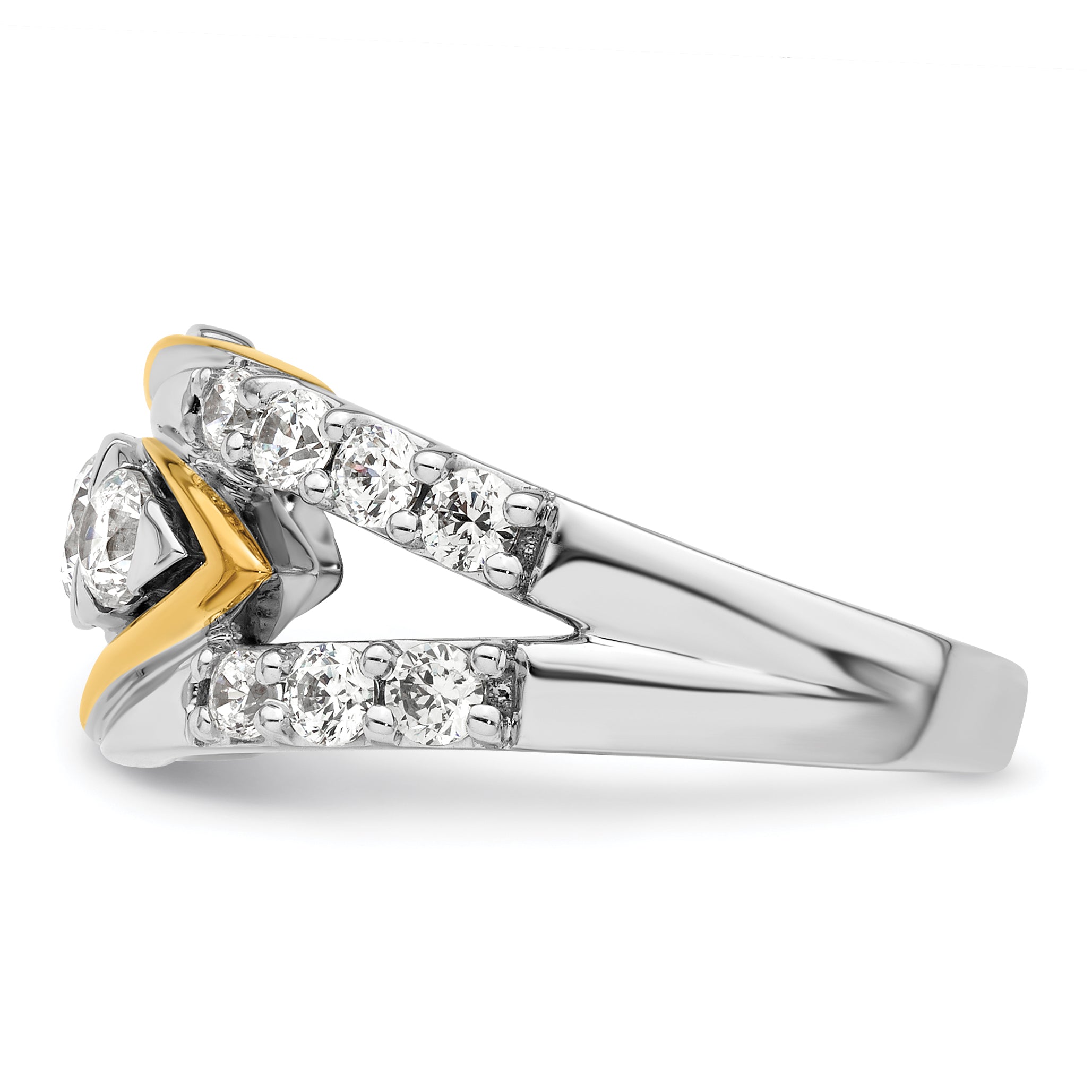 14k Two-Tone 1 1/6 carat Lab Grown Diamond VS/SI+ G+ Complete Fashion Ring