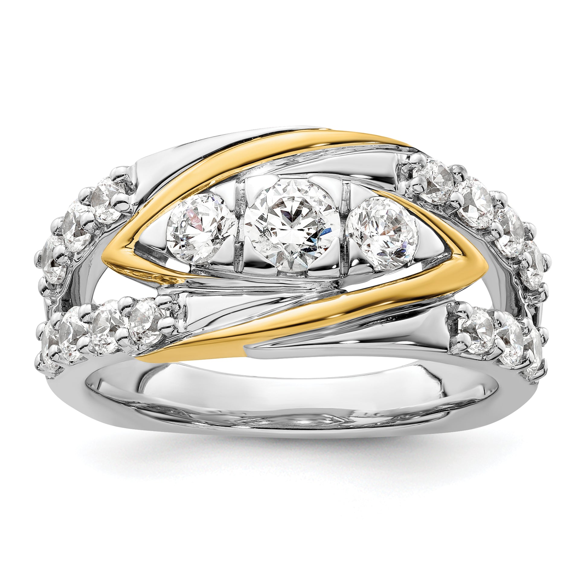 14k Two-Tone 1 1/6 carat Lab Grown Diamond VS/SI+ G+ Complete Fashion Ring Main image
