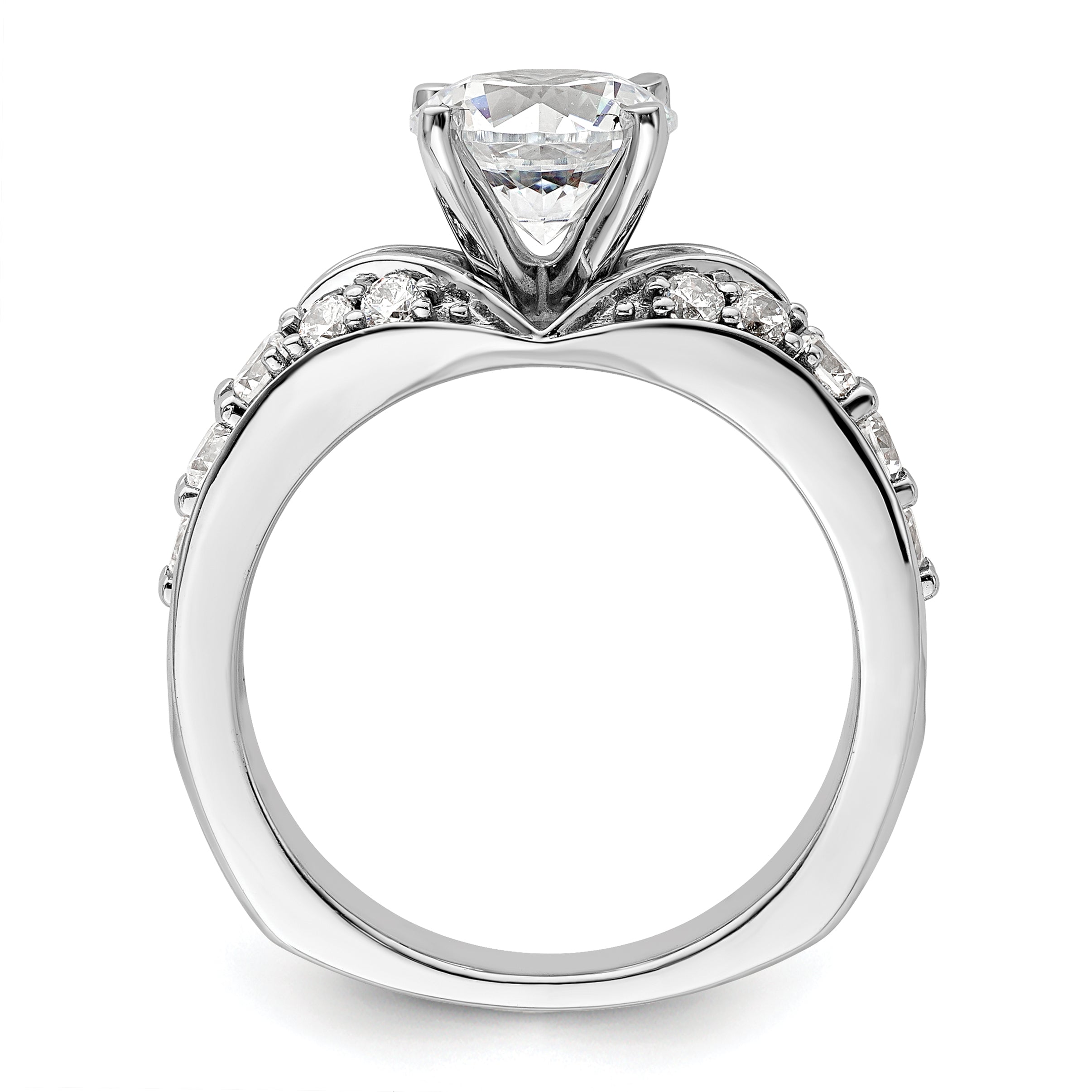 14k White Gold 5/8 carat Lab Grown Diamond VS/SI+ G+ 1 1/2 carat Center Round Semi Mount Shared Prong Engagement Ring