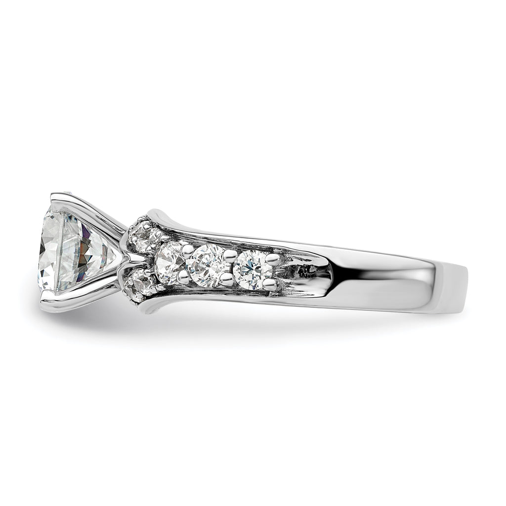 14k White Gold 5/8 carat Lab Grown Diamond VS/SI+ G+ 1 1/2 carat Center Round Semi Mount Shared Prong Engagement Ring