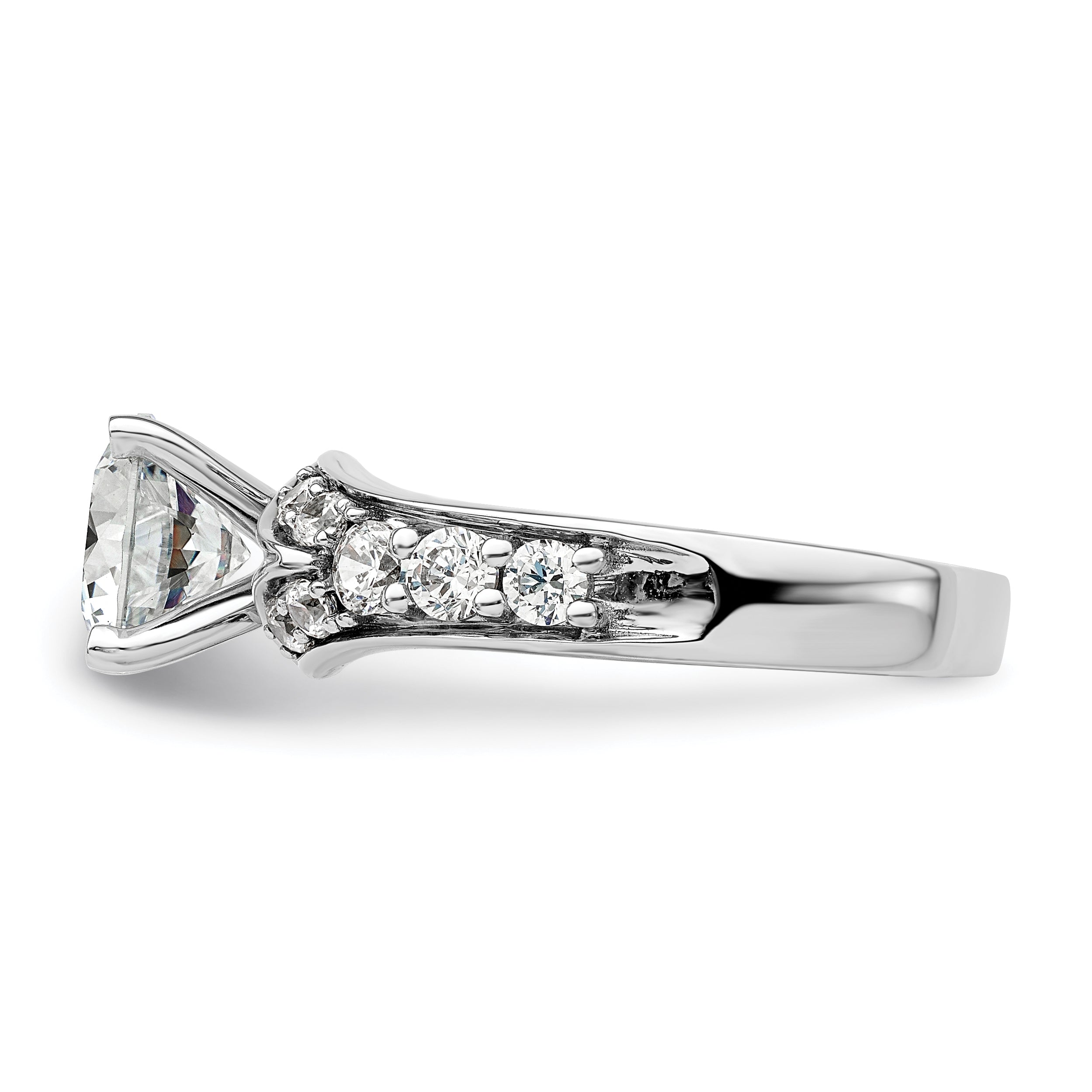 14k White Gold 5/8 carat Lab Grown Diamond VS/SI+ G+ 1 1/2 carat Center Round Semi Mount Shared Prong Engagement Ring