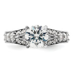 14k White Gold 5/8 carat Lab Grown Diamond VS/SI+ G+ 1 1/2 carat Center Round Semi Mount Shared Prong Engagement Ring