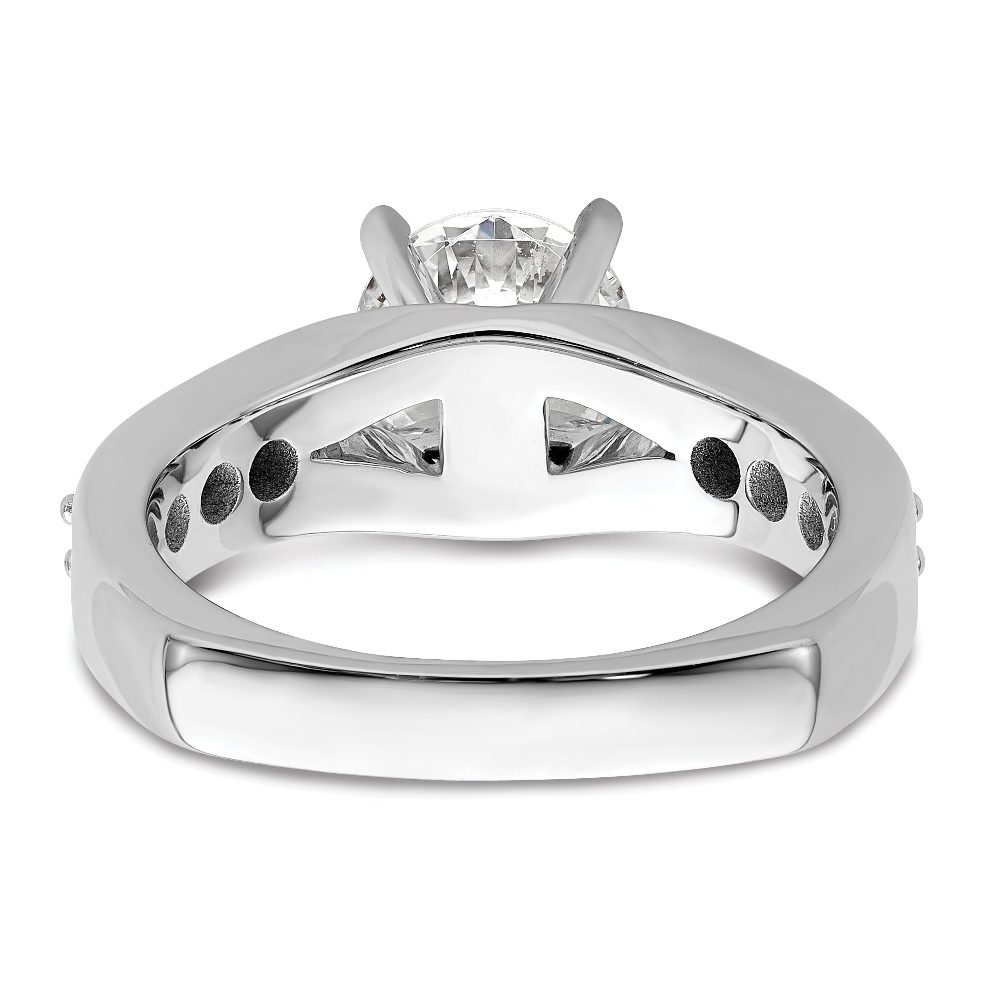 14k White Gold 5/8 carat Lab Grown Diamond VS/SI+ G+ 1 1/2 carat Center Round Semi Mount Shared Prong Engagement Ring