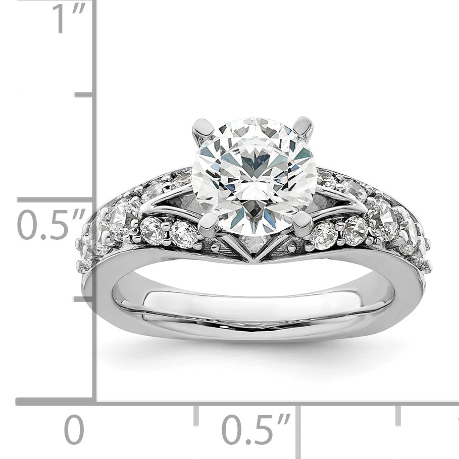 14k White Gold 5/8 carat Lab Grown Diamond VS/SI+ G+ 1 1/2 carat Center Round Semi Mount Shared Prong Engagement Ring