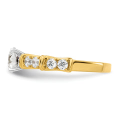 14k Two Tone 5/8 carat Lab Grown Diamond VS/SI+ G+ 1 carat Center Round Semi Mount Shared Prong Engagement Ring