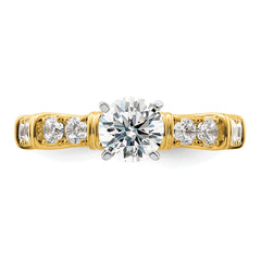 14k Two Tone 5/8 carat Lab Grown Diamond VS/SI+ G+ 1 carat Center Round Semi Mount Shared Prong Engagement Ring