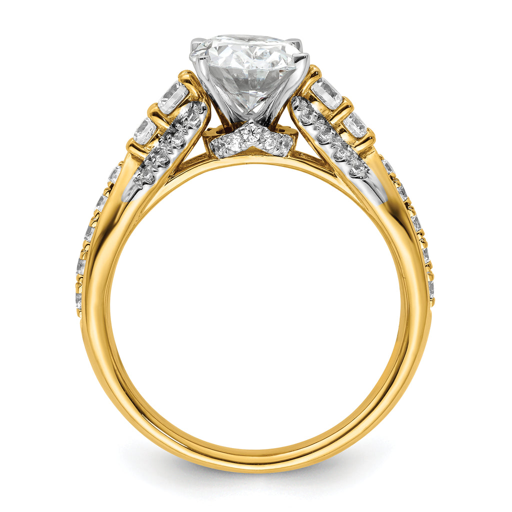 14k 5/8 carat Lab Grown Diamond VS/SI+ G+ 1 carat Oval Center Semi Mount Engagement Ring