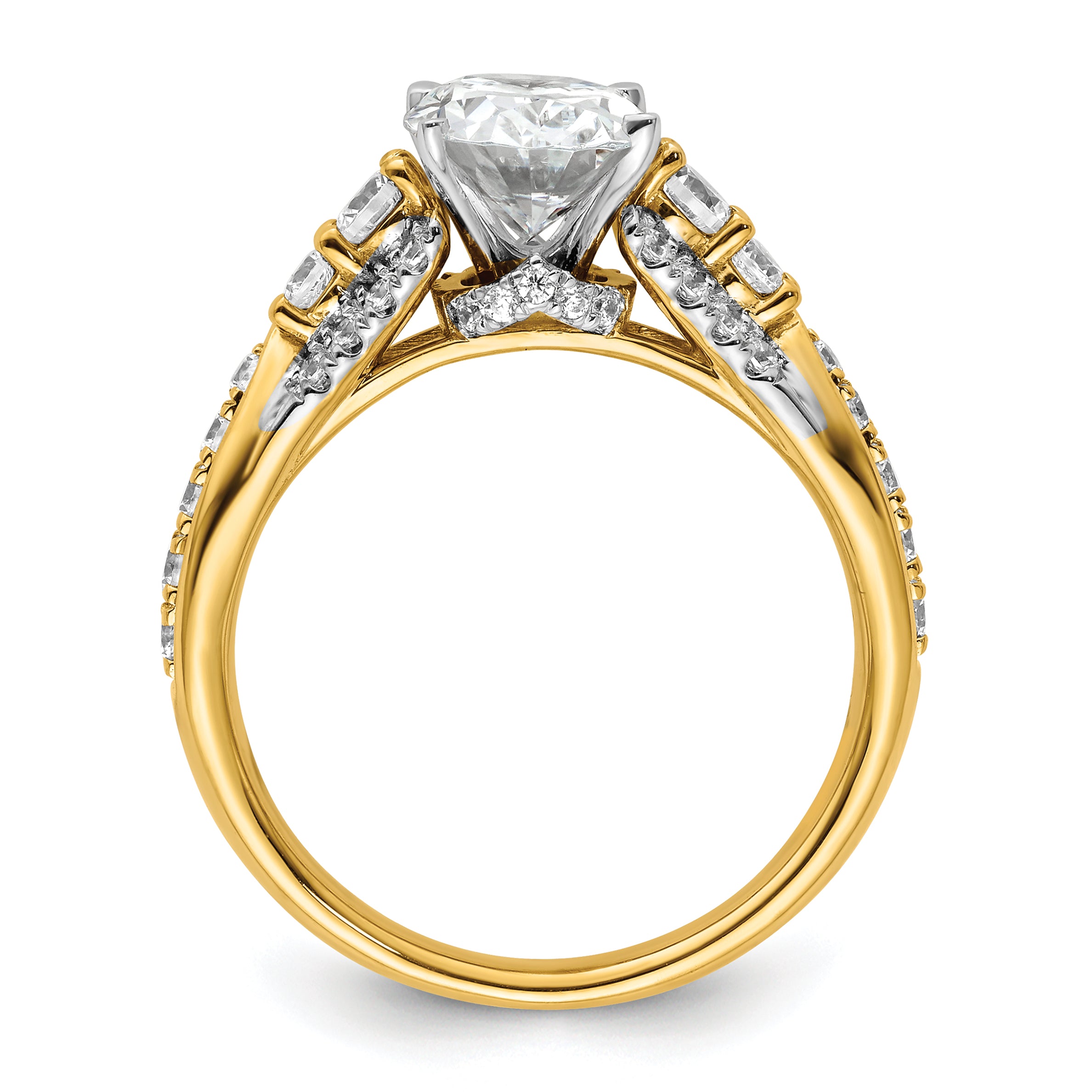 14k 5/8 carat Lab Grown Diamond VS/SI+ G+ 1 carat Oval Center Semi Mount Engagement Ring