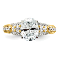 14k 5/8 carat Lab Grown Diamond VS/SI+ G+ 1 carat Oval Center Semi Mount Engagement Ring