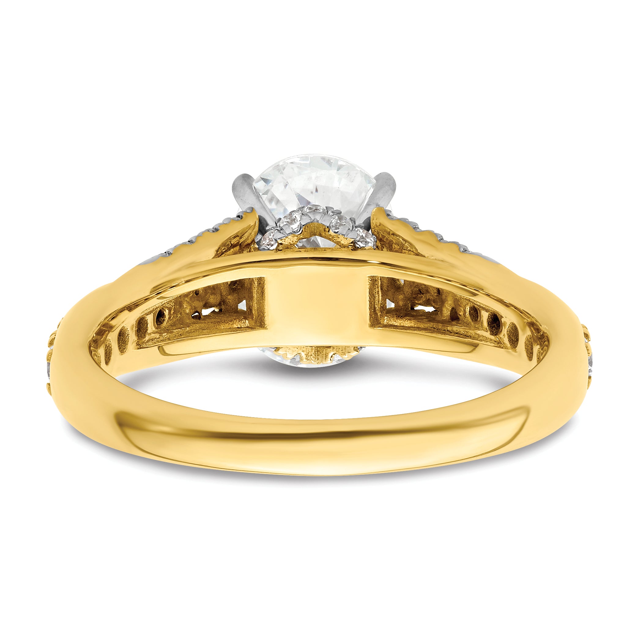 14k 5/8 carat Lab Grown Diamond VS/SI+ G+ 1 carat Oval Center Semi Mount Engagement Ring