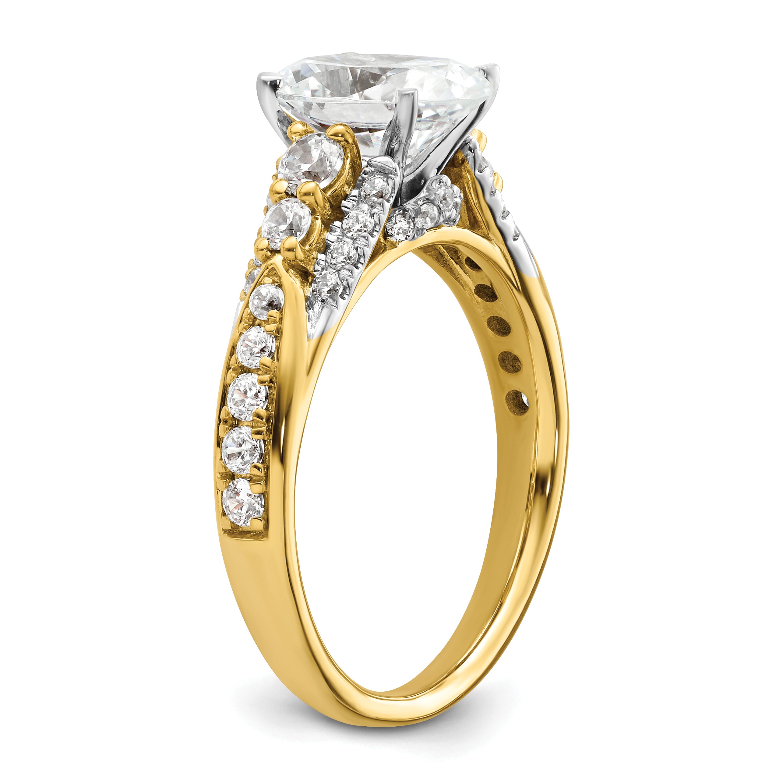 14k 5/8 carat Lab Grown Diamond VS/SI+ G+ 1 carat Oval Center Semi Mount Engagement Ring