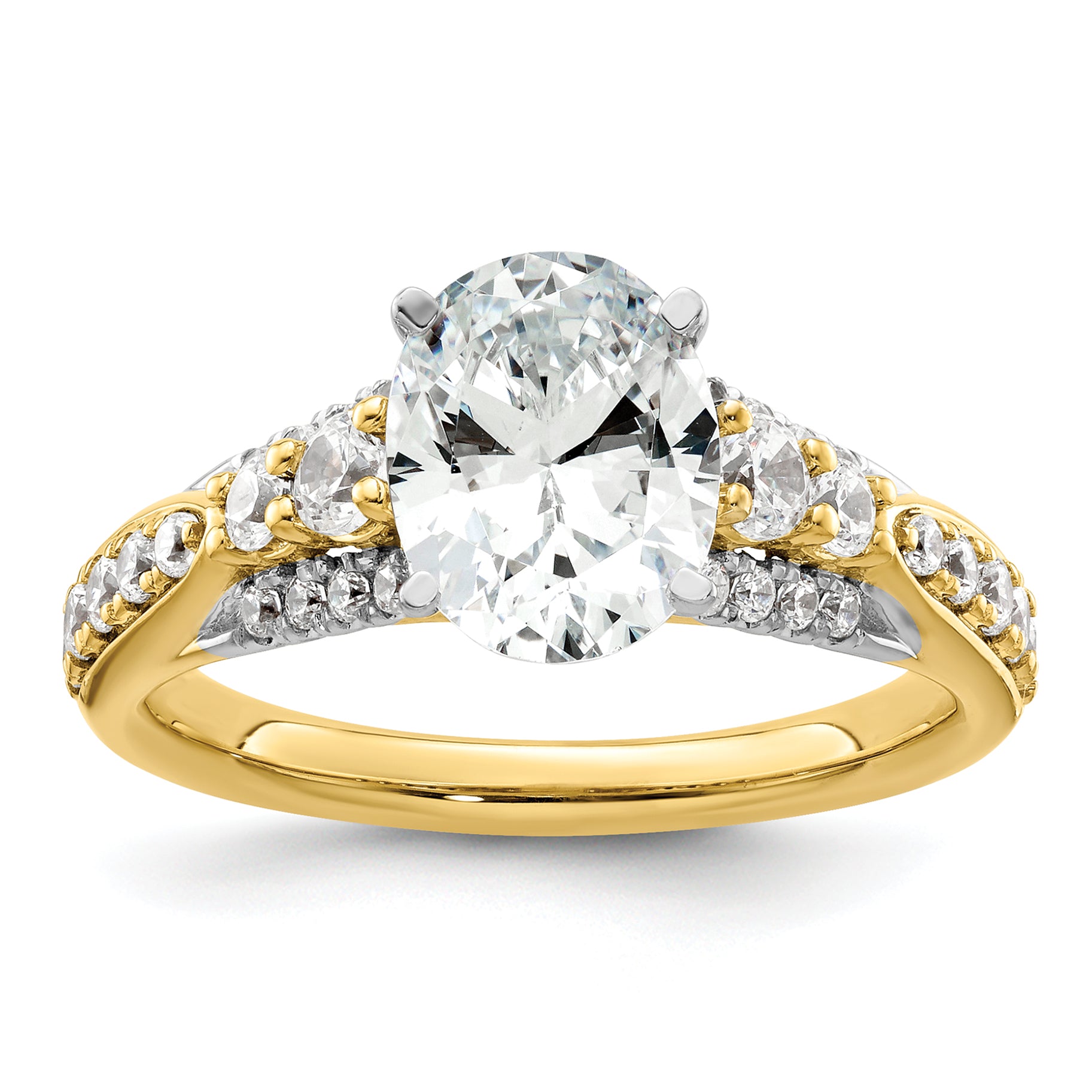 14k 5/8 carat Lab Grown Diamond VS/SI+ G+ 1 carat Oval Center Semi Mount Engagement Ring Main image