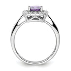 14k White Gold 1/4 carat Lab Grown Diamond VS/SI+ G+ February Birthstone Amethyst Halo Ring