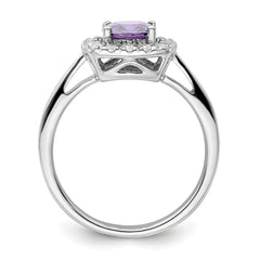 14k White Gold 1/4 carat Lab Grown Diamond VS/SI+ G+ February Birthstone Amethyst Halo Ring