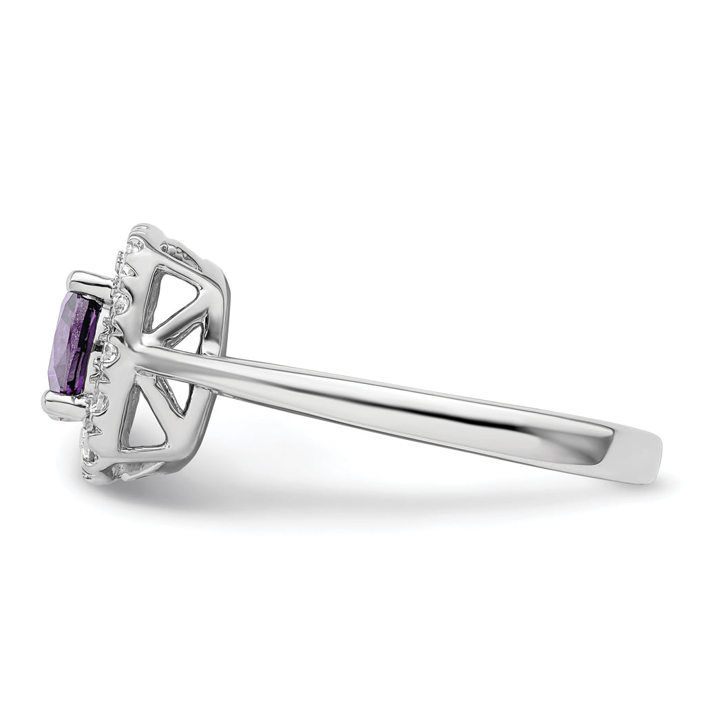 14k White Gold 1/4 carat Lab Grown Diamond VS/SI+ G+ February Birthstone Amethyst Halo Ring