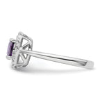 14k White Gold 1/4 carat Lab Grown Diamond VS/SI+ G+ February Birthstone Amethyst Halo Ring