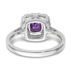 14k White Gold 1/4 carat Lab Grown Diamond VS/SI+ G+ February Birthstone Amethyst Halo Ring