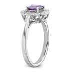 14k White Gold 1/4 carat Lab Grown Diamond VS/SI+ G+ February Birthstone Amethyst Halo Ring