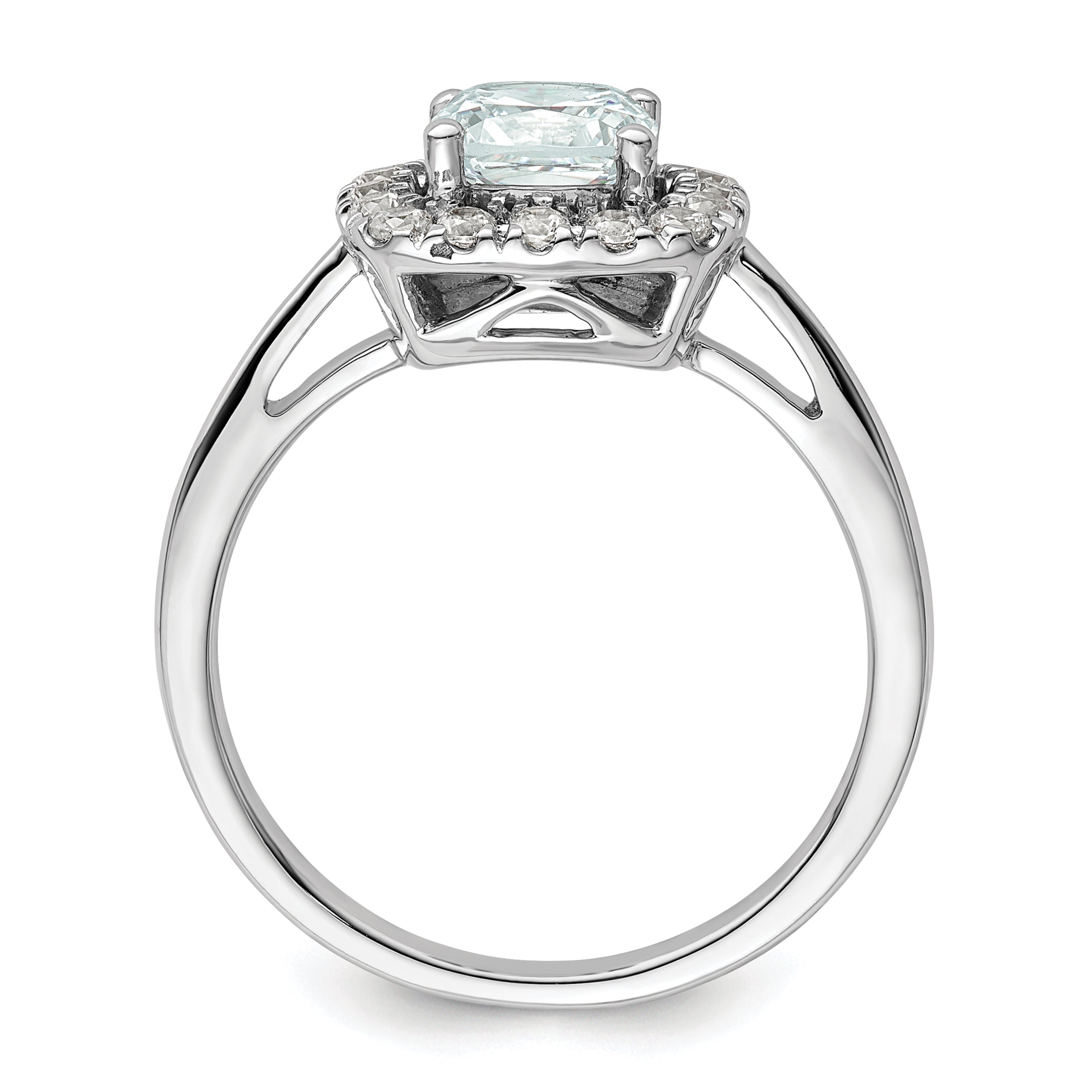 14k White Gold 1/4 carat Lab Grown Diamond VS/SI+ G+ March Birthstone Aquamarine Halo Ring