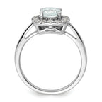 14k White Gold 1/4 carat Lab Grown Diamond VS/SI+ G+ March Birthstone Aquamarine Halo Ring