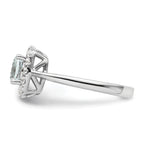 14k White Gold 1/4 carat Lab Grown Diamond VS/SI+ G+ March Birthstone Aquamarine Halo Ring