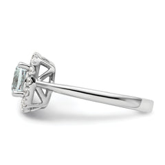 14k White Gold 1/4 carat Lab Grown Diamond VS/SI+ G+ March Birthstone Aquamarine Halo Ring