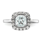 14k White Gold 1/4 carat Lab Grown Diamond VS/SI+ G+ March Birthstone Aquamarine Halo Ring