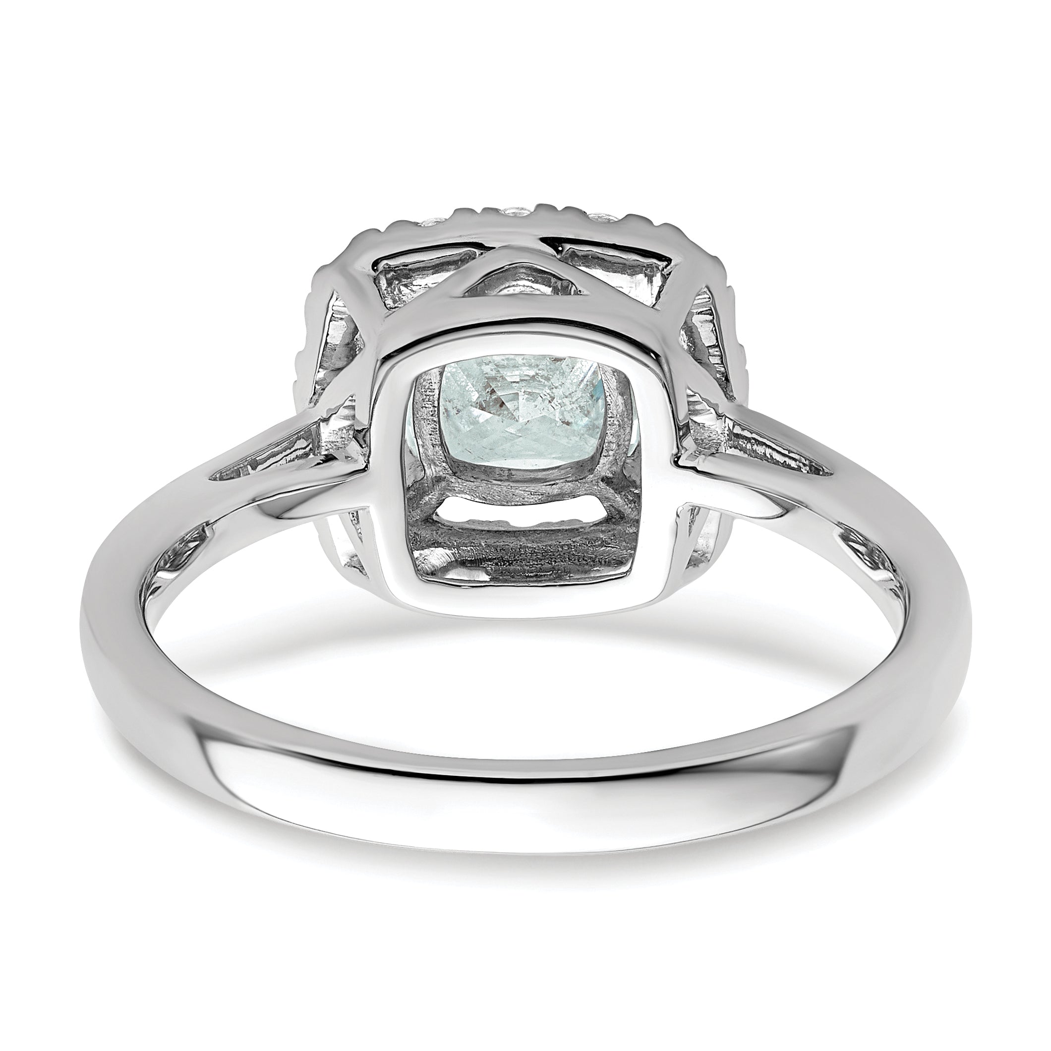 14k White Gold 1/4 carat Lab Grown Diamond VS/SI+ G+ March Birthstone Aquamarine Halo Ring