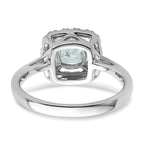 14k White Gold 1/4 carat Lab Grown Diamond VS/SI+ G+ March Birthstone Aquamarine Halo Ring