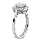 14k White Gold 1/4 carat Lab Grown Diamond VS/SI+ G+ March Birthstone Aquamarine Halo Ring