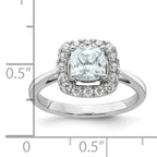 14k White Gold 1/4 carat Lab Grown Diamond VS/SI+ G+ March Birthstone Aquamarine Halo Ring