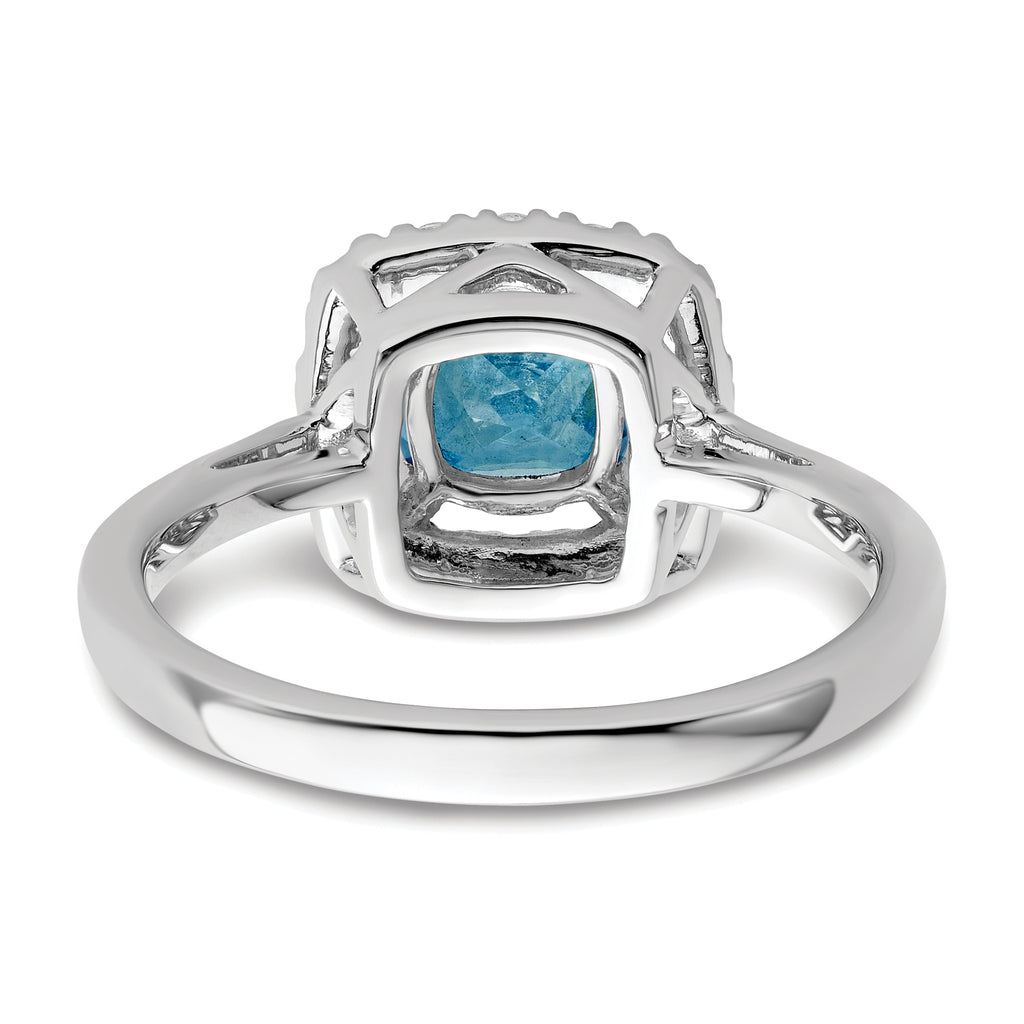 14k White Gold 1/4 carat Lab Grown Diamond VS/SI+ G+ December Birthstone Blue Topaz Halo Ring