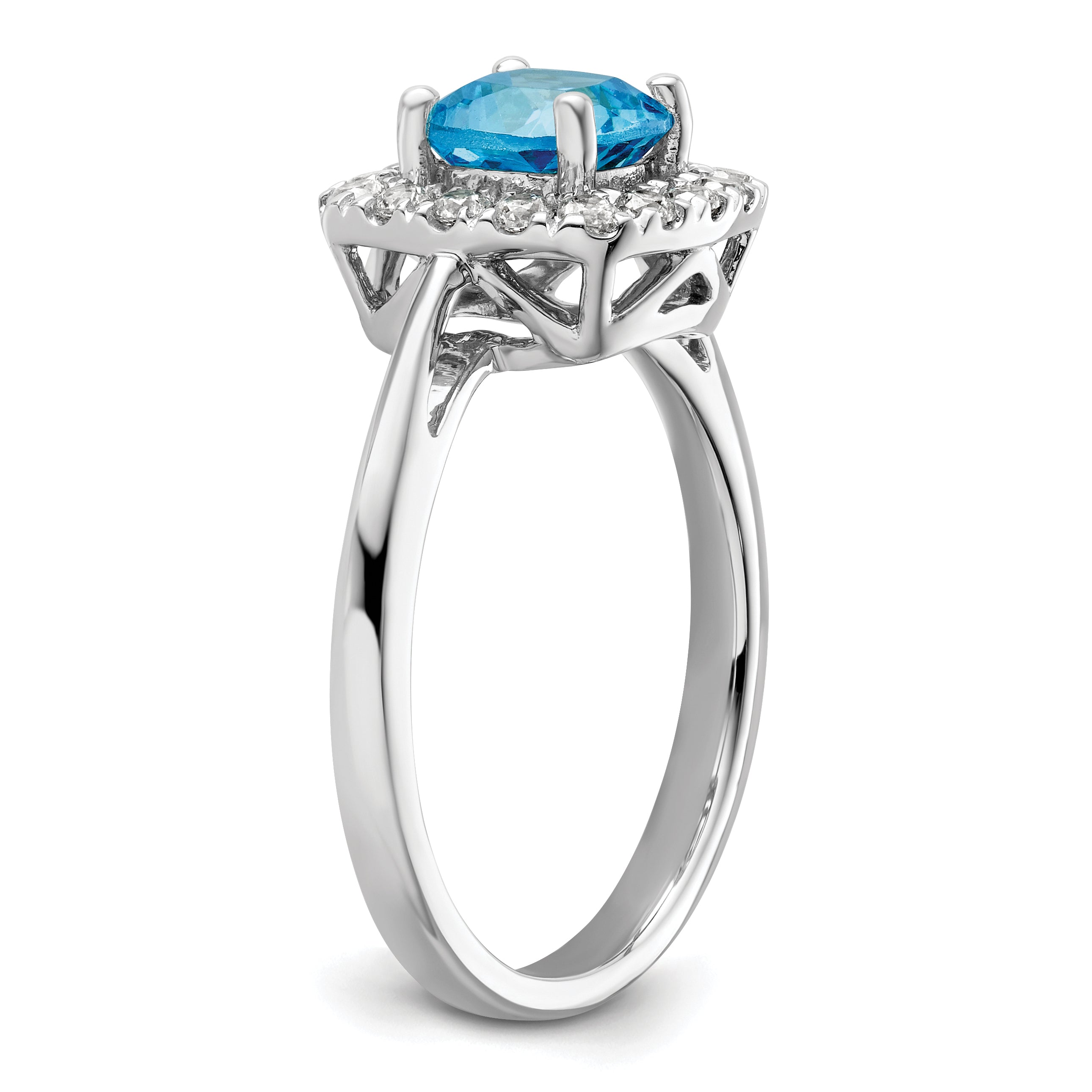 14k White Gold 1/4 carat Lab Grown Diamond VS/SI+ G+ December Birthstone Blue Topaz Halo Ring