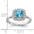 14k White Gold 1/4 carat Lab Grown Diamond VS/SI+ G+ December Birthstone Blue Topaz Halo Ring