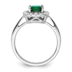 14k White Gold 1/4 carat Lab Grown Diamond VS/SI+ G+ May Birthstone Lab Created Emerald Halo Ring