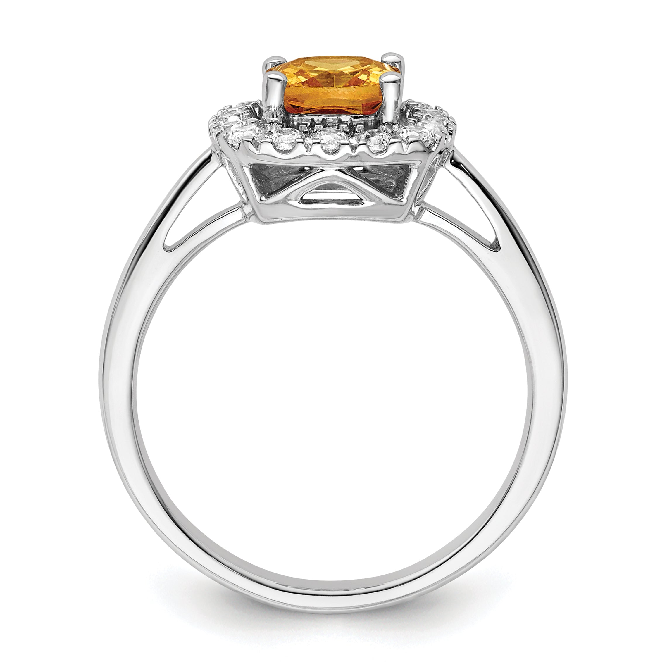 14k White Gold 1/4 carat Lab Grown Diamond VS/SI+ G+ November Birthstone Citrine Halo Ring Secondary image