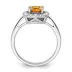 14k White Gold 1/4 carat Lab Grown Diamond VS/SI+ G+ November Birthstone Citrine Halo Ring