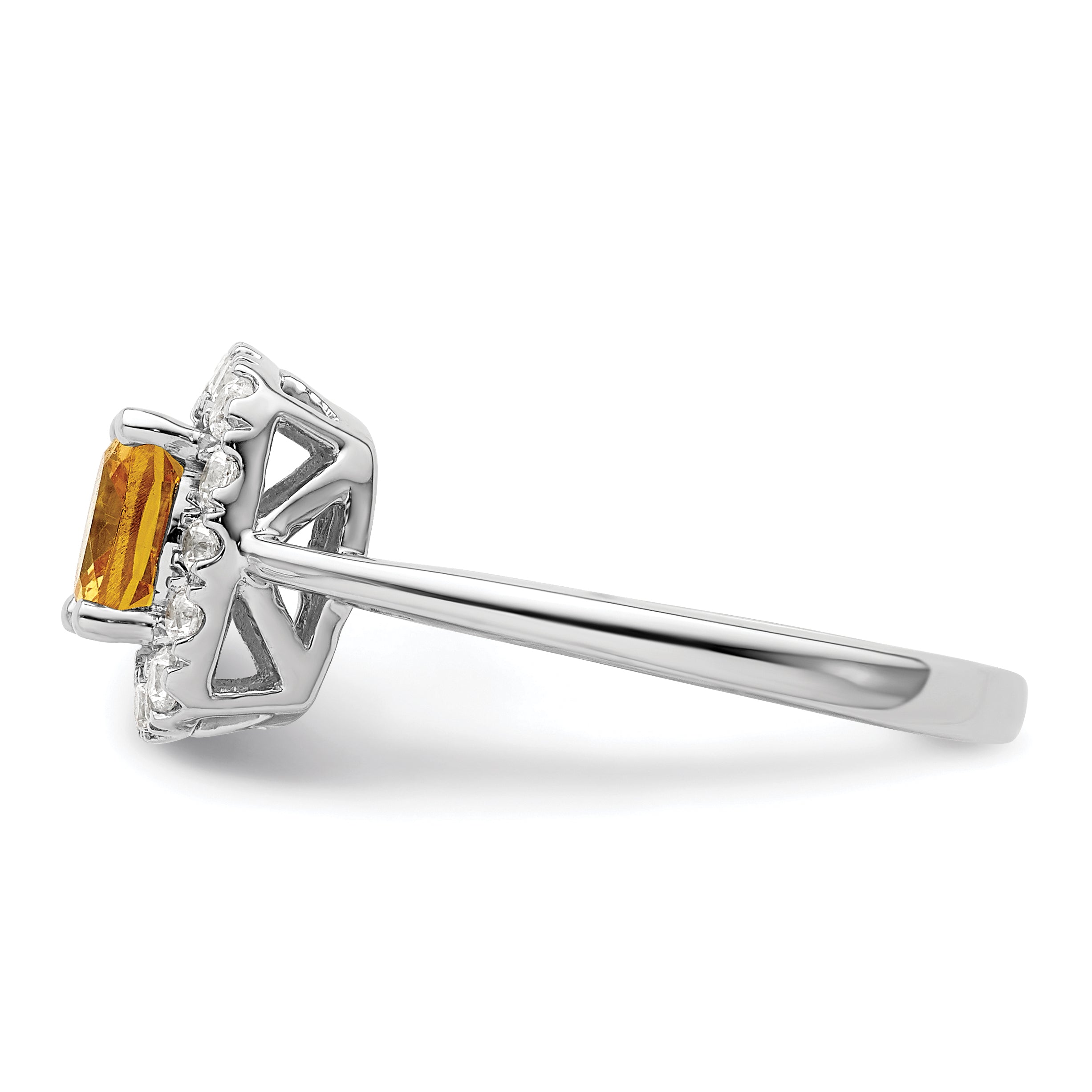 14k White Gold 1/4 carat Lab Grown Diamond VS/SI+ G+ November Birthstone Citrine Halo Ring