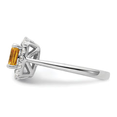 14k White Gold 1/4 carat Lab Grown Diamond VS/SI+ G+ November Birthstone Citrine Halo Ring