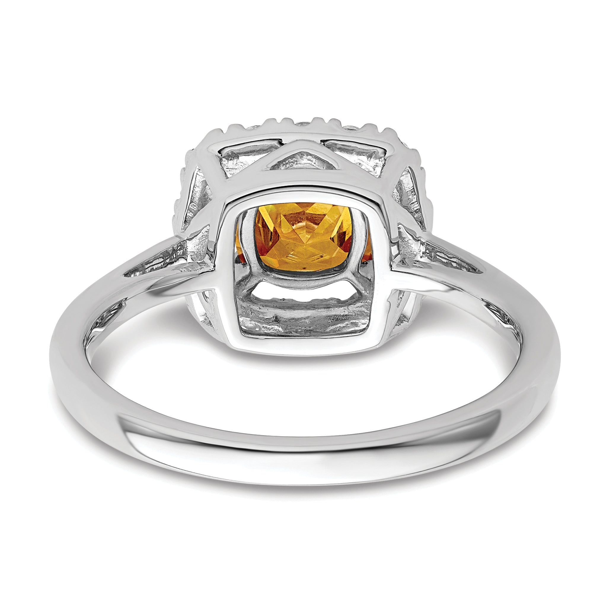 14k White Gold 1/4 carat Lab Grown Diamond VS/SI+ G+ November Birthstone Citrine Halo Ring