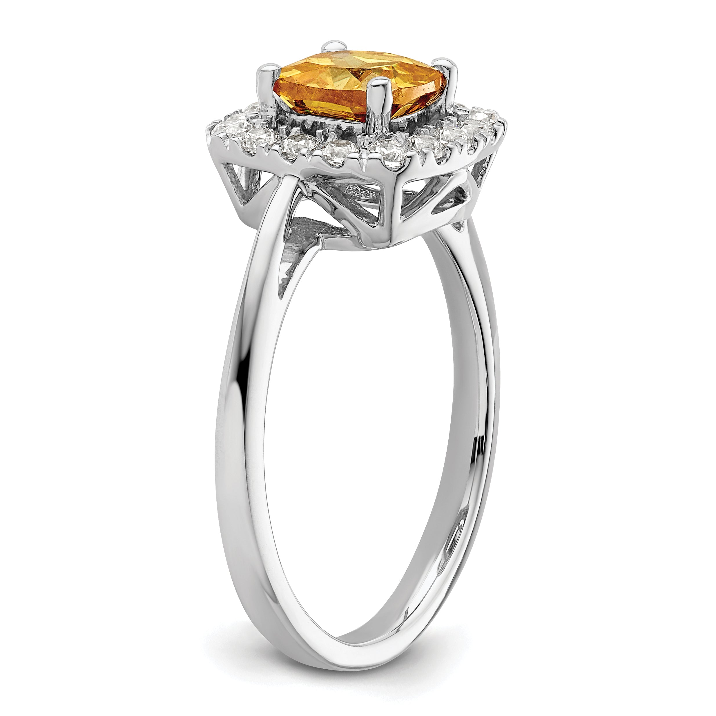 14k White Gold 1/4 carat Lab Grown Diamond VS/SI+ G+ November Birthstone Citrine Halo Ring