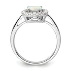 14k White Gold 1/4 carat Lab Grown Diamond VS/SI+ G+ October Birthstone Lab Created Opal Halo Ring