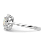 14k White Gold 1/4 carat Lab Grown Diamond VS/SI+ G+ October Birthstone Lab Created Opal Halo Ring