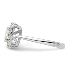 14k White Gold 1/4 carat Lab Grown Diamond VS/SI+ G+ October Birthstone Lab Created Opal Halo Ring